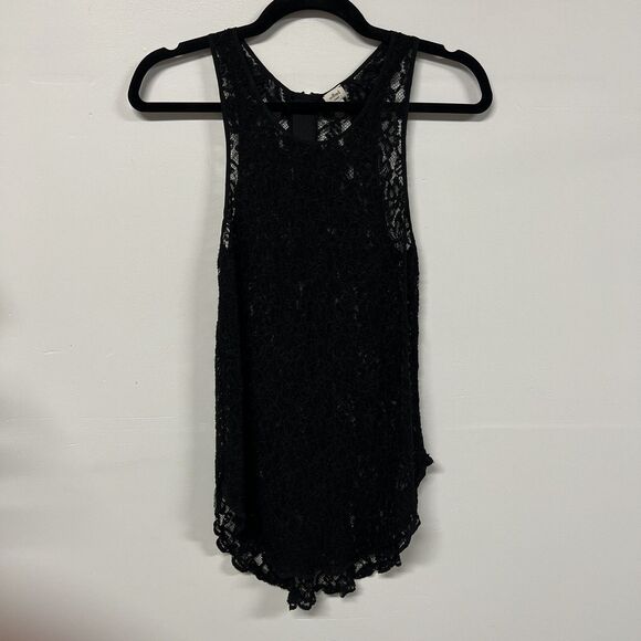 Aritzia Wilfred Sheer Lace Tank Top Black Size S High Low Zip Back Party Gothic - Picture 1 of 12
